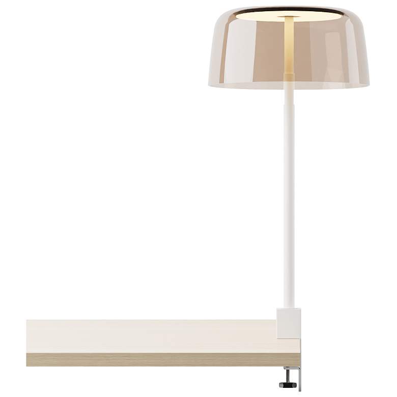 Image 1 Koncept Yurei Co-Working Lamp White Edge Clamp w 14" Shade Tea