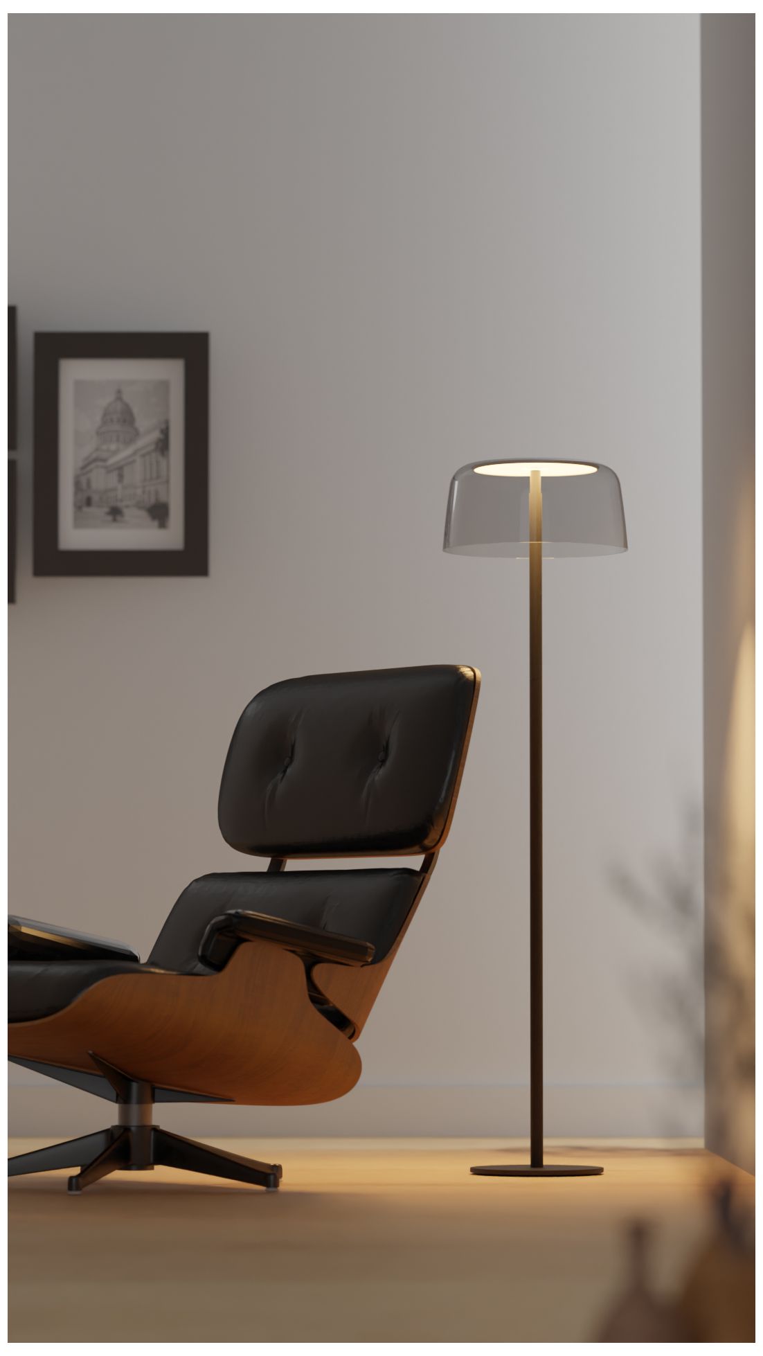 Image 3 Koncept Yurei Floor Lamp Black w 14" Shade Blue more views