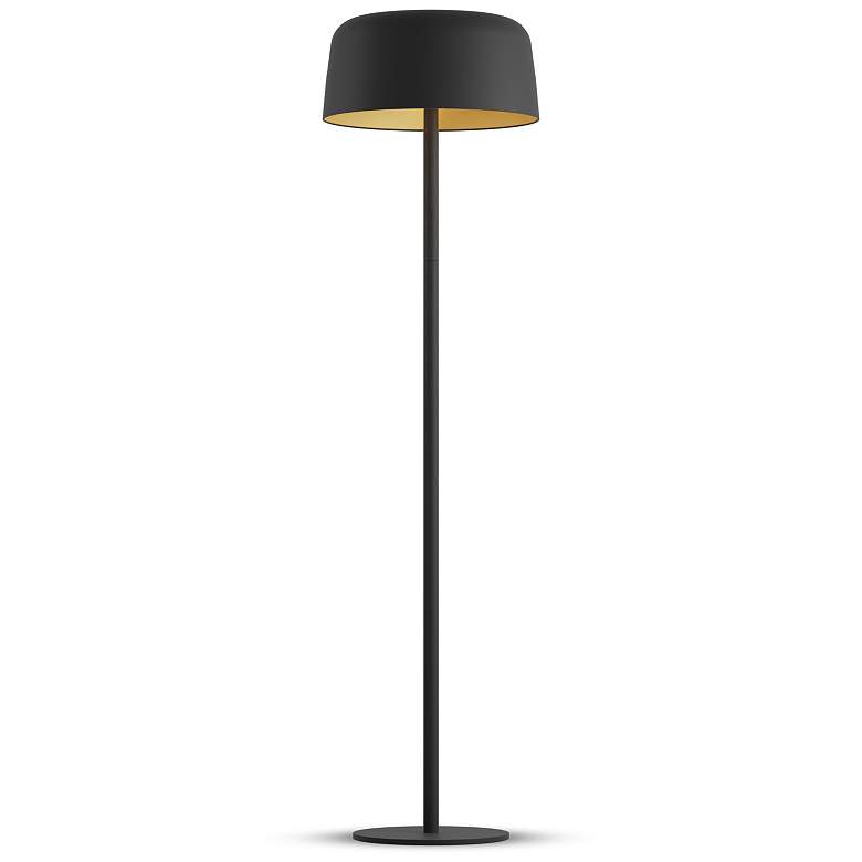 Image 2 Koncept Yurei Floor Lamp Black w 14" metal Shade Black w/ Gold Interior more views