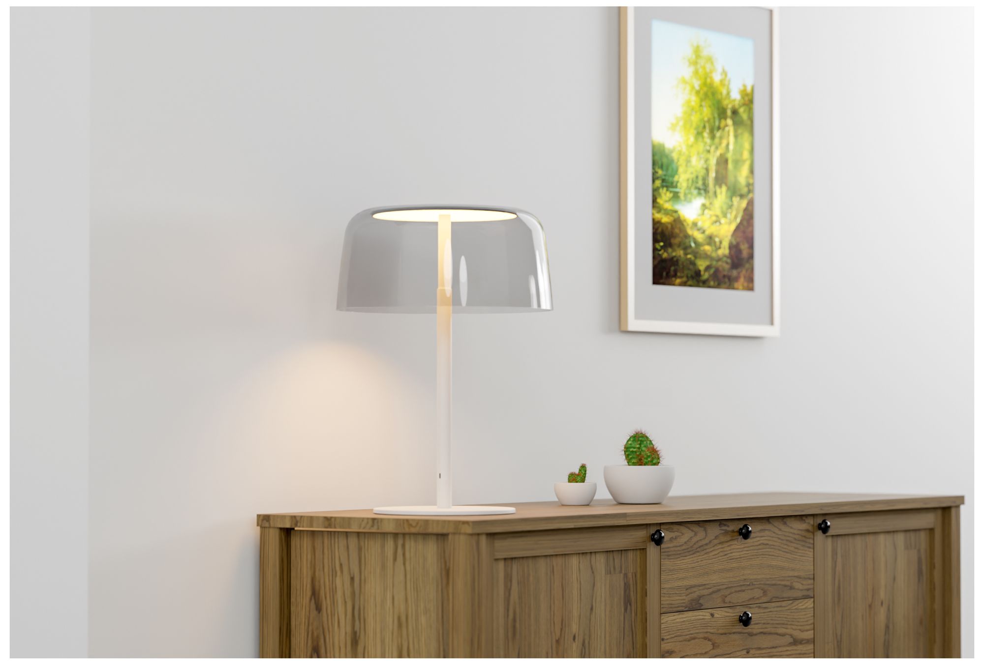 Image 4 Koncept Yurei Matte White LED Table Lamp with Blue Shade more views