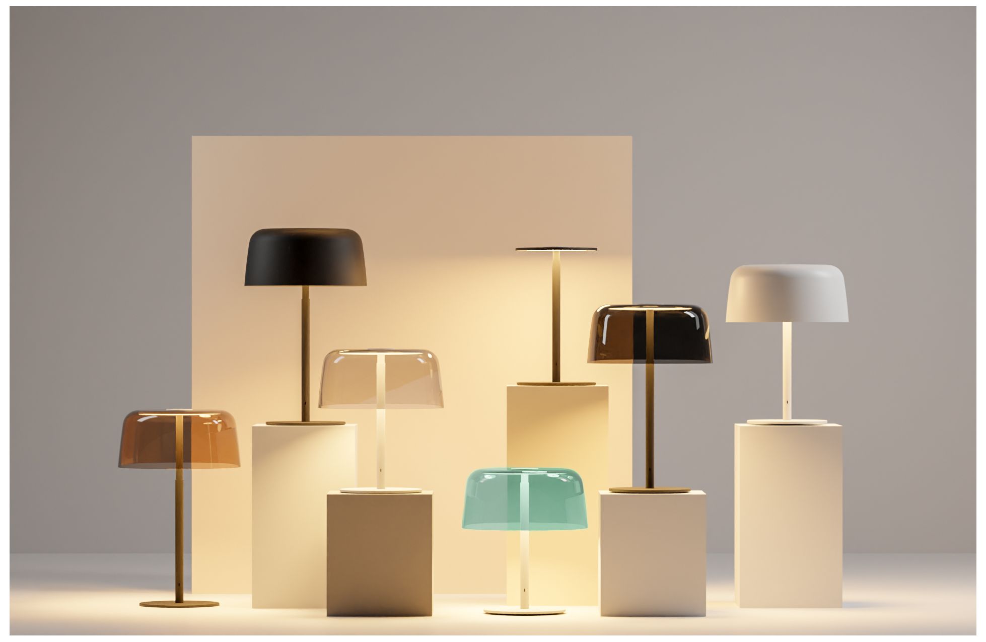 Image 5 Koncept Yurei Matte White LED Table Lamp with Blue Shade more views