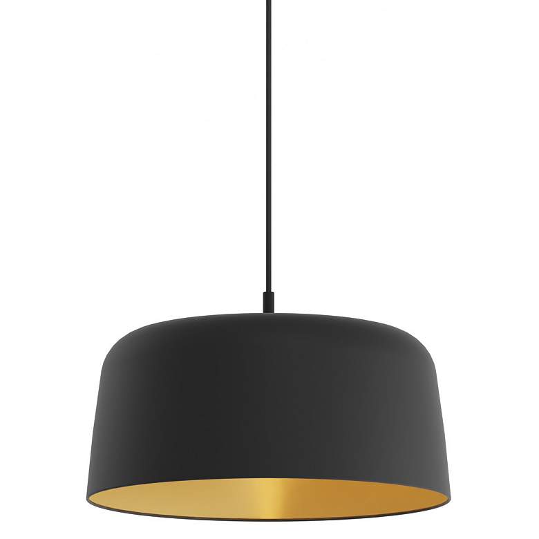 Image 1 Koncept Yurei Single Pendant Lamp Black w 14" metal Shade Black