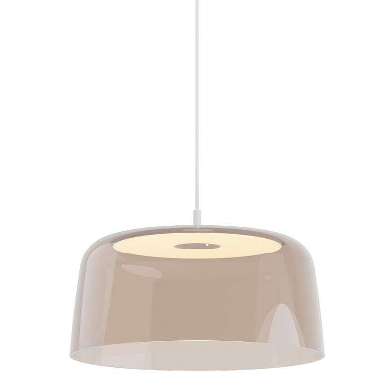 Image 1 Koncept Yurei Single Pendant Lamp White w 14" Shade Tea Brown