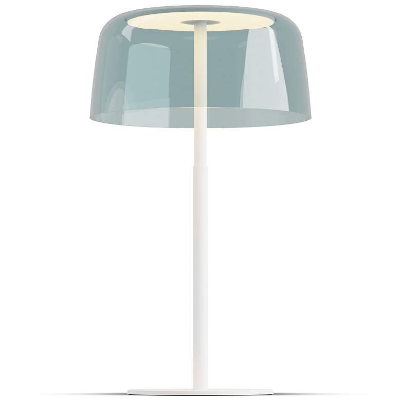 Image 1 Koncept Yurei Table Lamp White w 14" Shade Blue