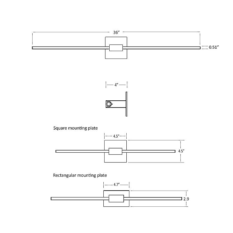 Image 5 Koncept Z-Bar 36 inch Wide Brushed Nickel LED Bath Light more views