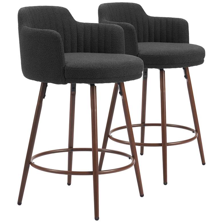 Image 1 Kono Swivel Counter Stool Black & Walnut
