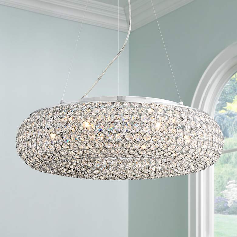 Image 1 Konterra 24" Wide Chrome Crystal Pendant Light