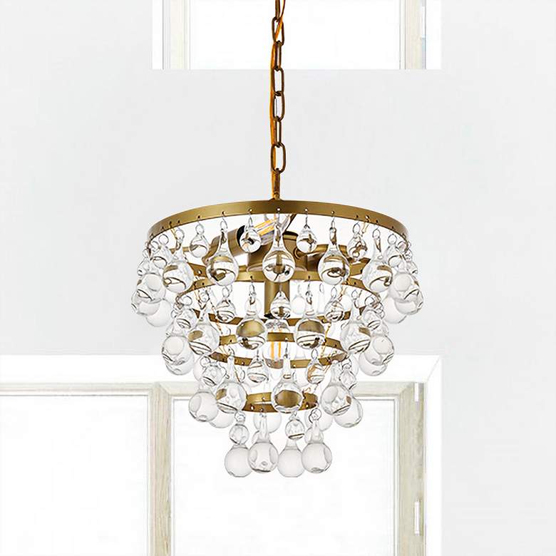 Image 2 Kora 13" Wide Brass and Clear Crystal 3-Light Pendant