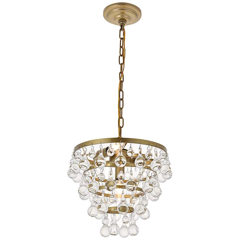 Image 6 Kora 13" Wide Brass and Clear Crystal 3-Light Pendant more views