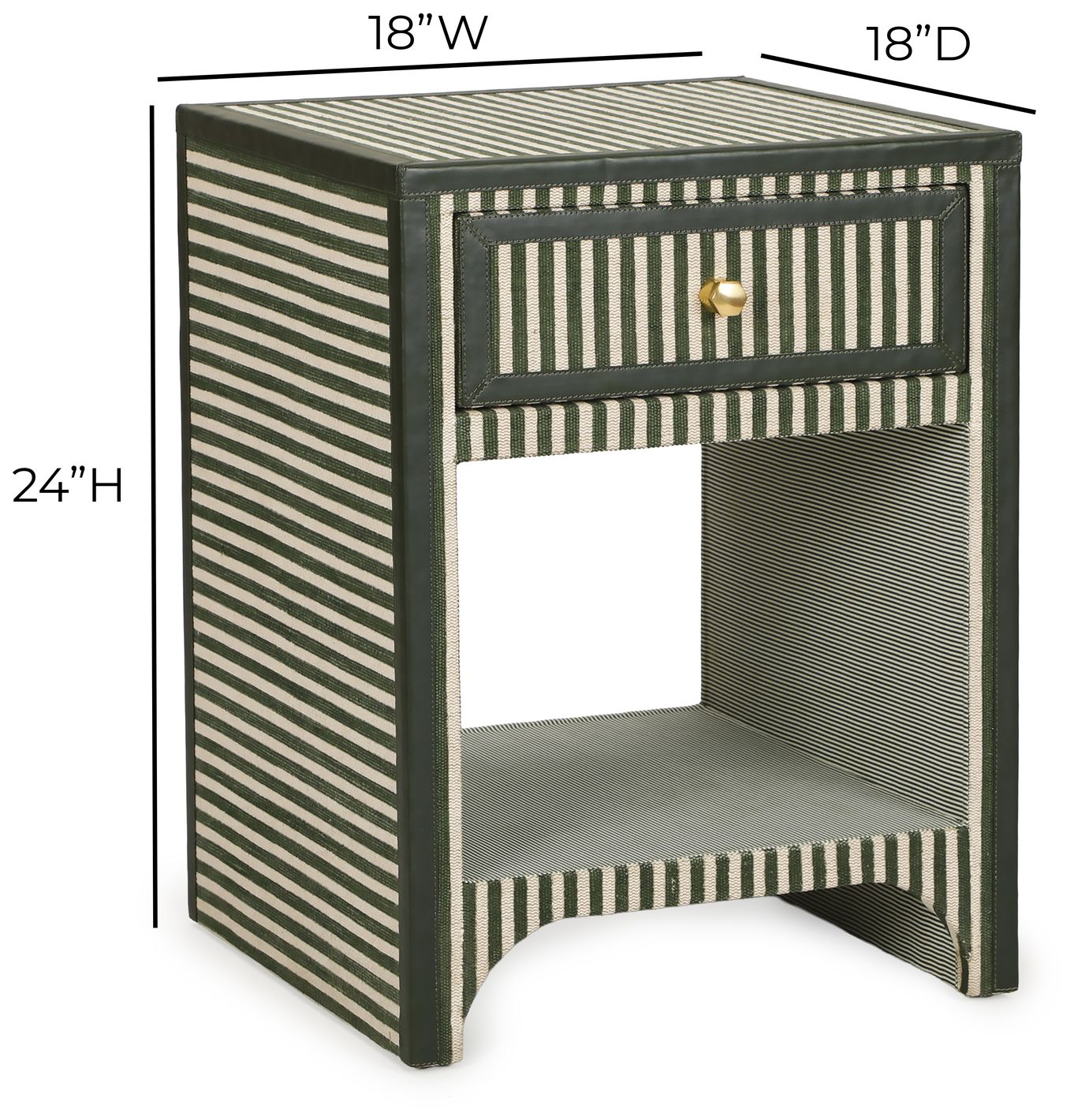 Kora Green Cotton Jute Designer Nightstand