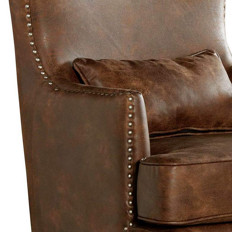 Image 4 Kori Sierra Toffee Leather Wingback Accent Chair more views