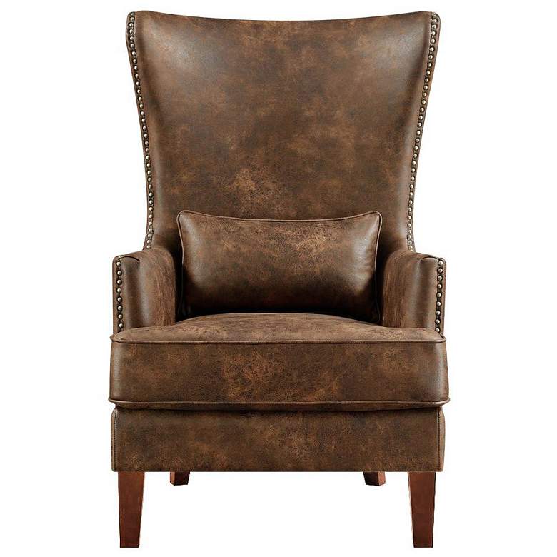Image 5 Kori Sierra Toffee Leather Wingback Accent Chair more views