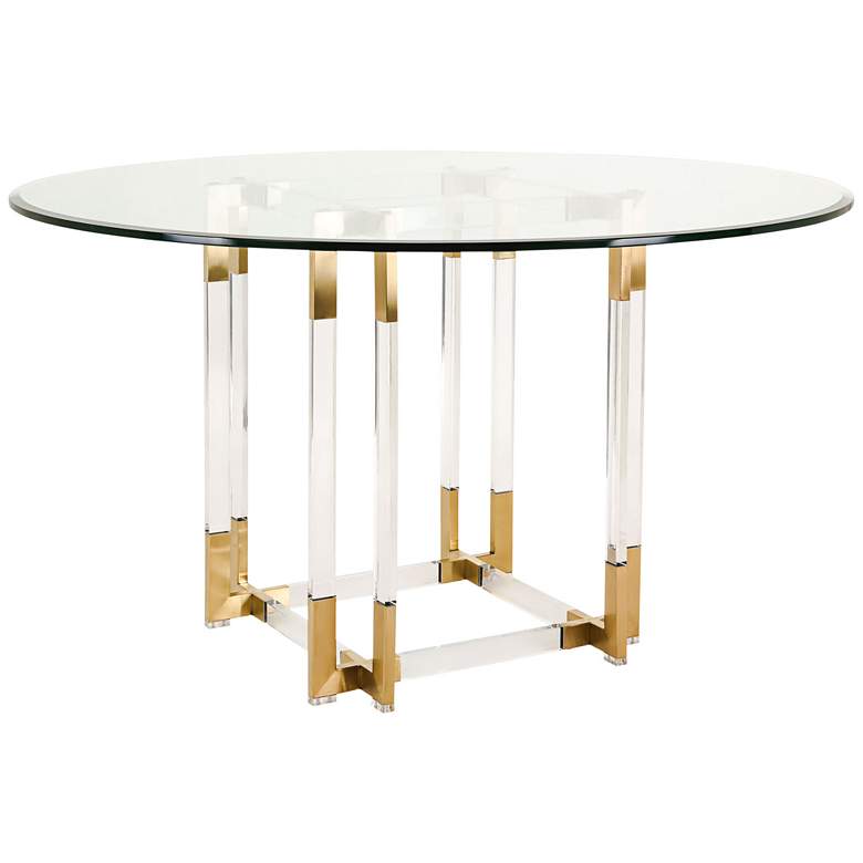 Image 1 Koryn 54 inch Wide Brass and Glass Modern Round Dining Table