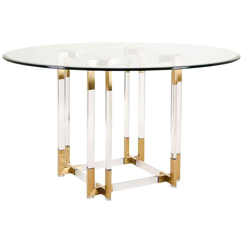 Image 1 Koryn 54" Wide Brass and Glass Modern Round Dining Table