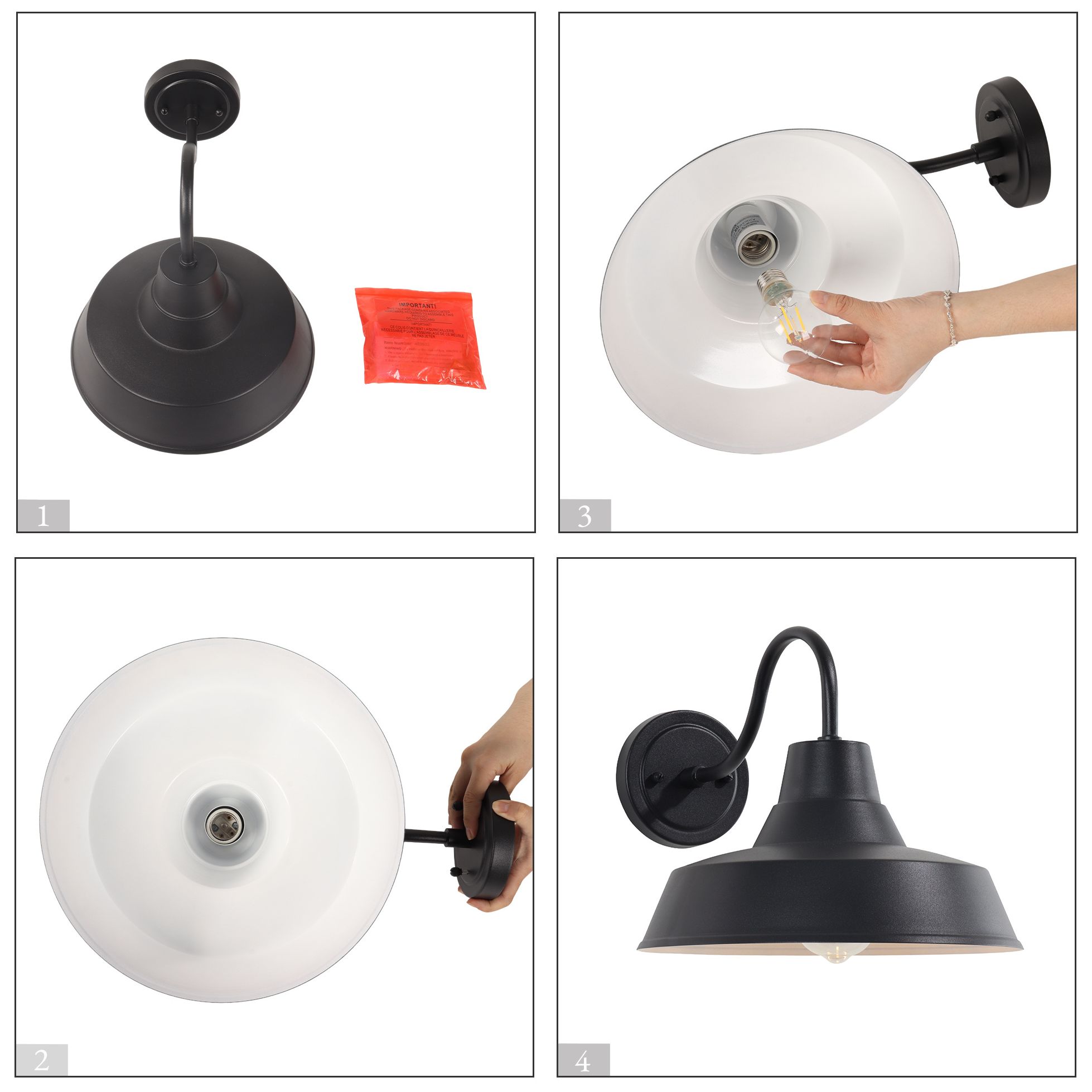 Image 4 Koslin Modern Matte Black 10.6" Outdoor Barn Metal Wall Sconce Light more views