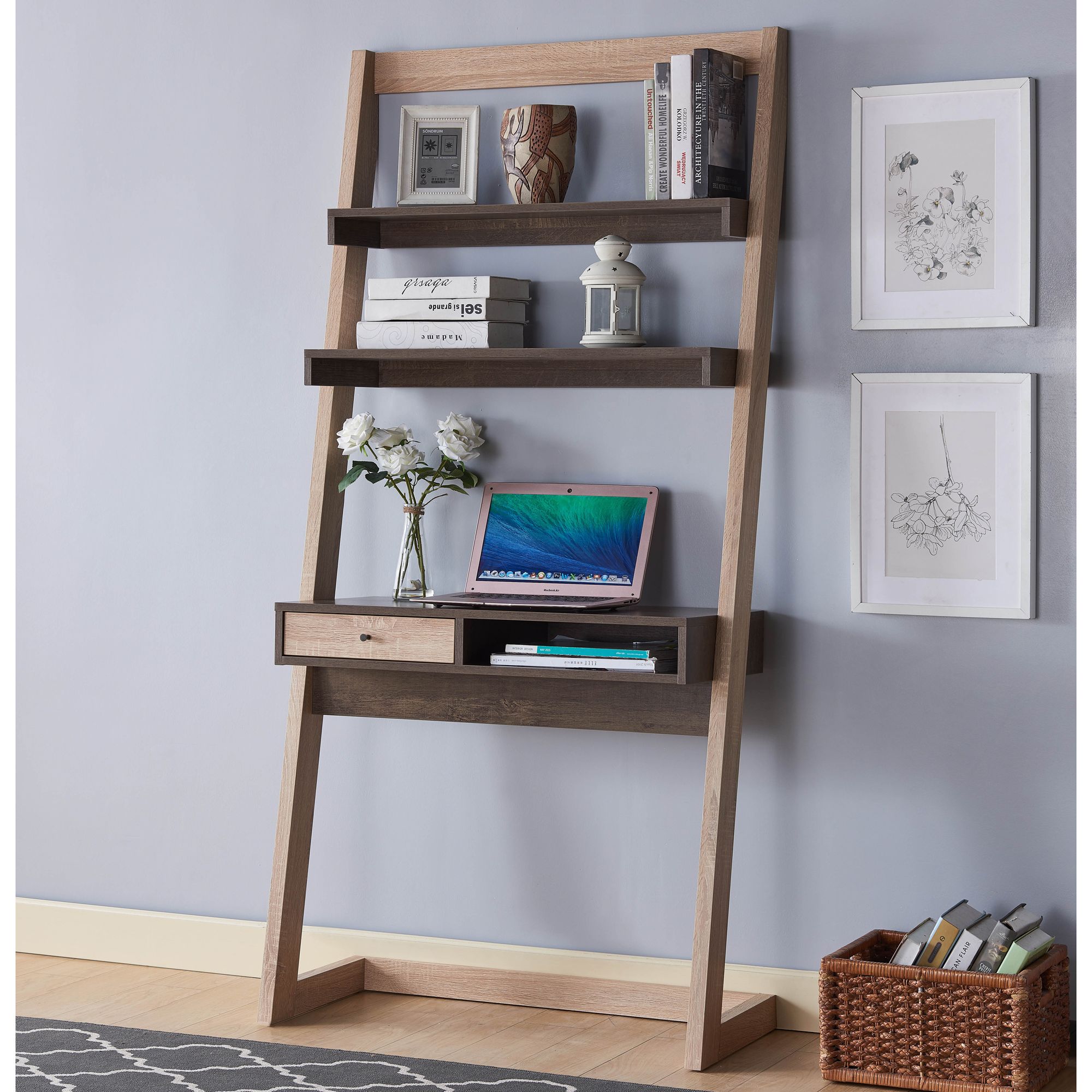 walnut leaning desk