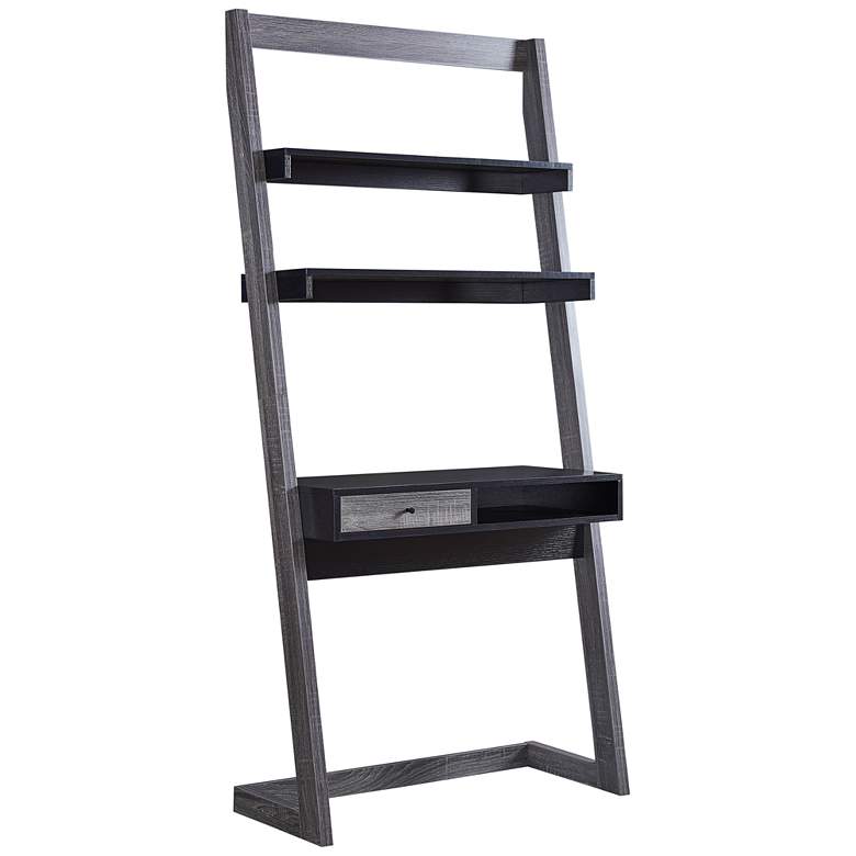 Image 2 Kosman 33 3/4"W Black Distressed Gray 1-Drawer Ladder Desk