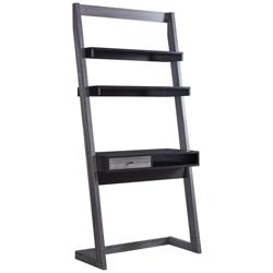 Kosman 33 3/4&quot;W Black Distressed Gray 1-Drawer Ladder Desk
