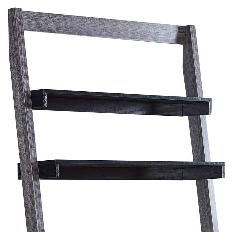 Image 3 Kosman 33 3/4"W Black Distressed Gray 1-Drawer Ladder Desk more views
