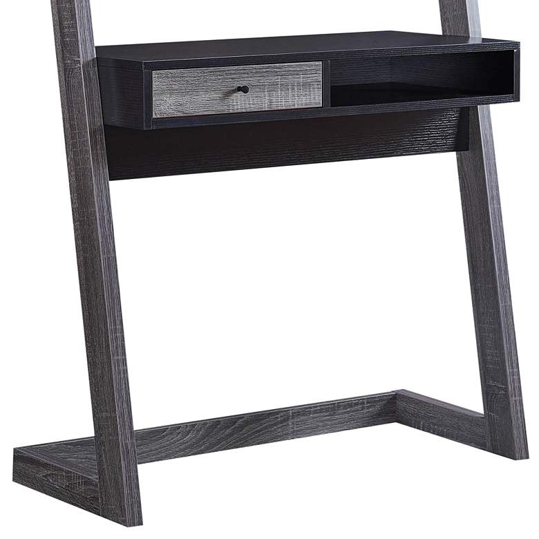 Image 4 Kosman 33 3/4"W Black Distressed Gray 1-Drawer Ladder Desk more views