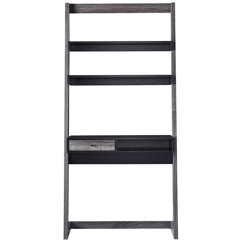 Image 5 Kosman 33 3/4"W Black Distressed Gray 1-Drawer Ladder Desk more views