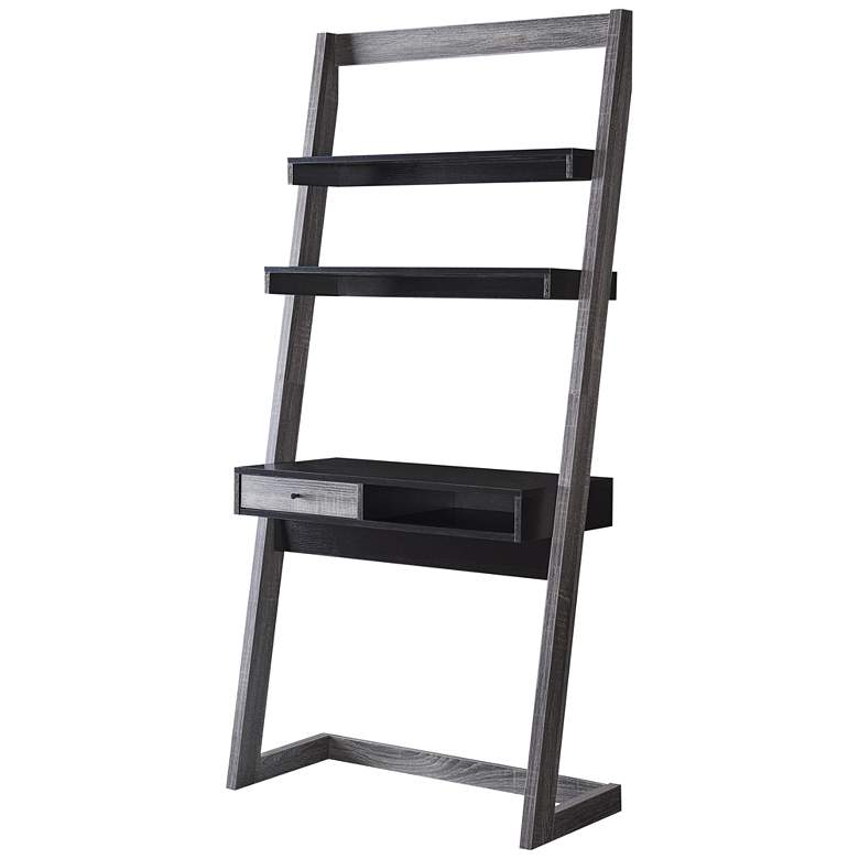 Image 6 Kosman 33 3/4"W Black Distressed Gray 1-Drawer Ladder Desk more views