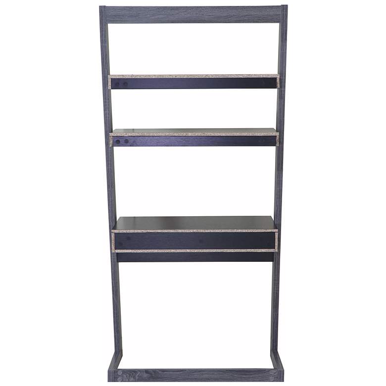 Image 7 Kosman 33 3/4"W Black Distressed Gray 1-Drawer Ladder Desk more views