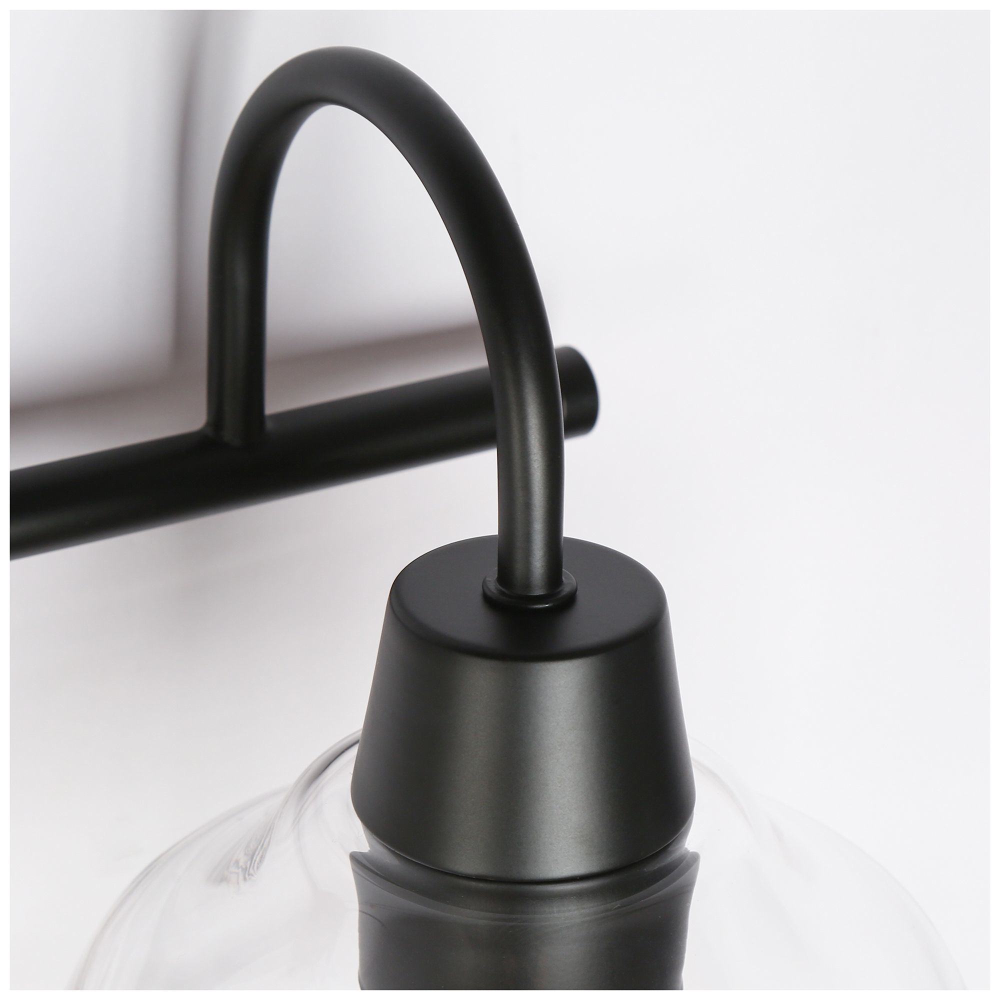 Image 4 Kova 24.4"W Matte Black 3-Light Bowl Glass Dimmable Bathroom Vanity Light more views