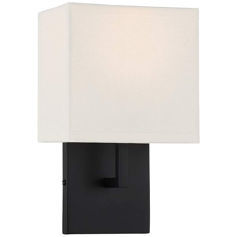 Image 1 Kovacs On the Square 11.25" Coal and Off White Linen Shade Wall Sconce