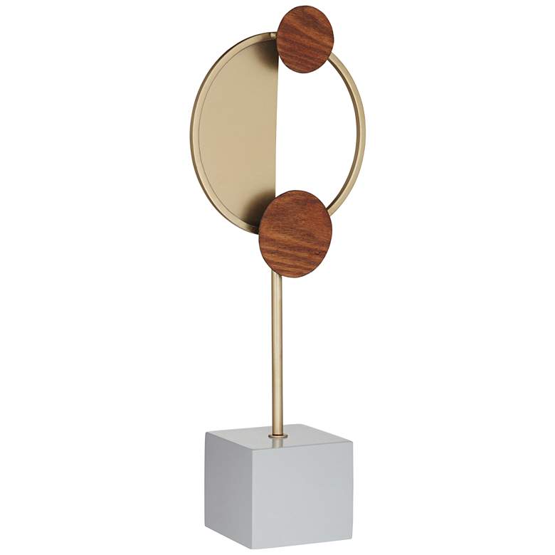 Image 3 Kraken 18 1/4" High Gold Metal Brown Wood Circle Sculpture