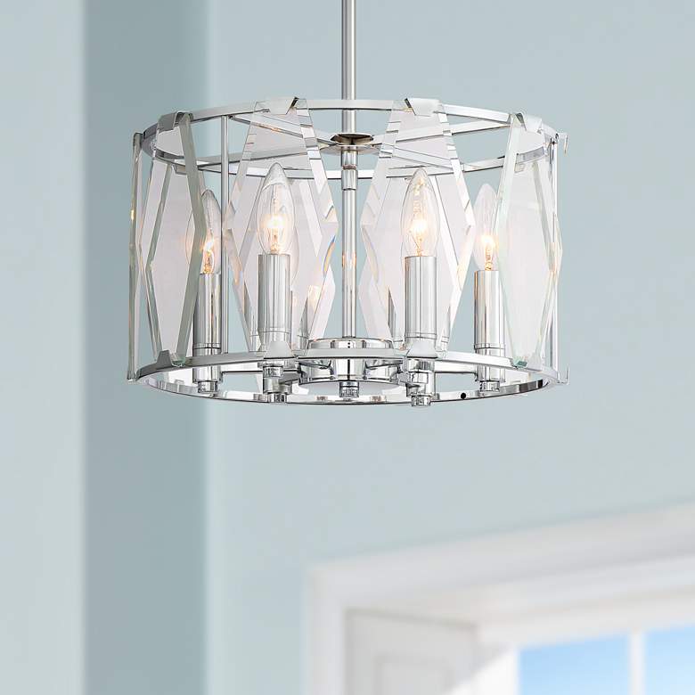 Image 1 Krakow 14" Wide Chrome and Glass 6-Light Foyer Pendant Light