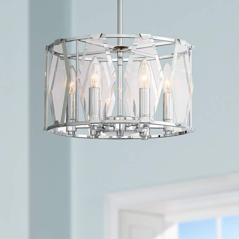 Image 1 Krakow 14 inch Wide Chrome and Glass 6-Light Foyer Pendant Light