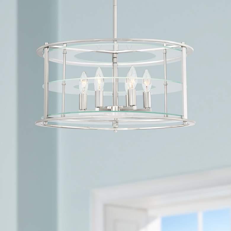 Image 1 Krakow 20 1/2" Wide Satin Nickel 6-Light Foyer Pendant Light