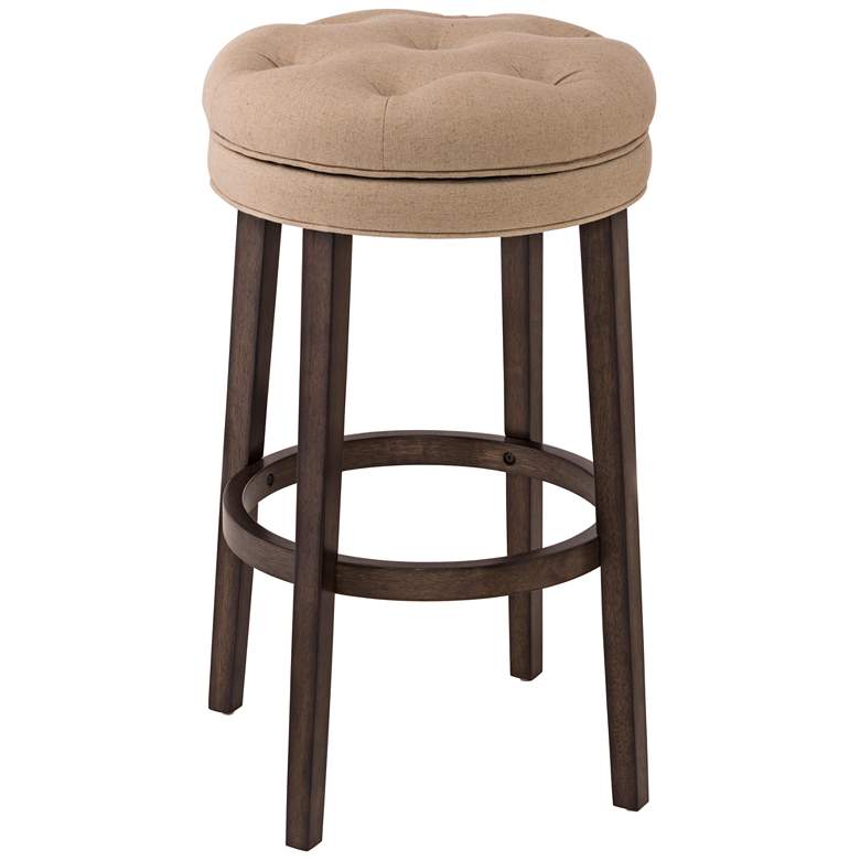 Image 1 Krauss 25 1/2" Linen Stone Fabric Swivel Counter Stool