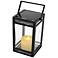 Kremer 8" High Black Solar LED Candle Lantern with Handle