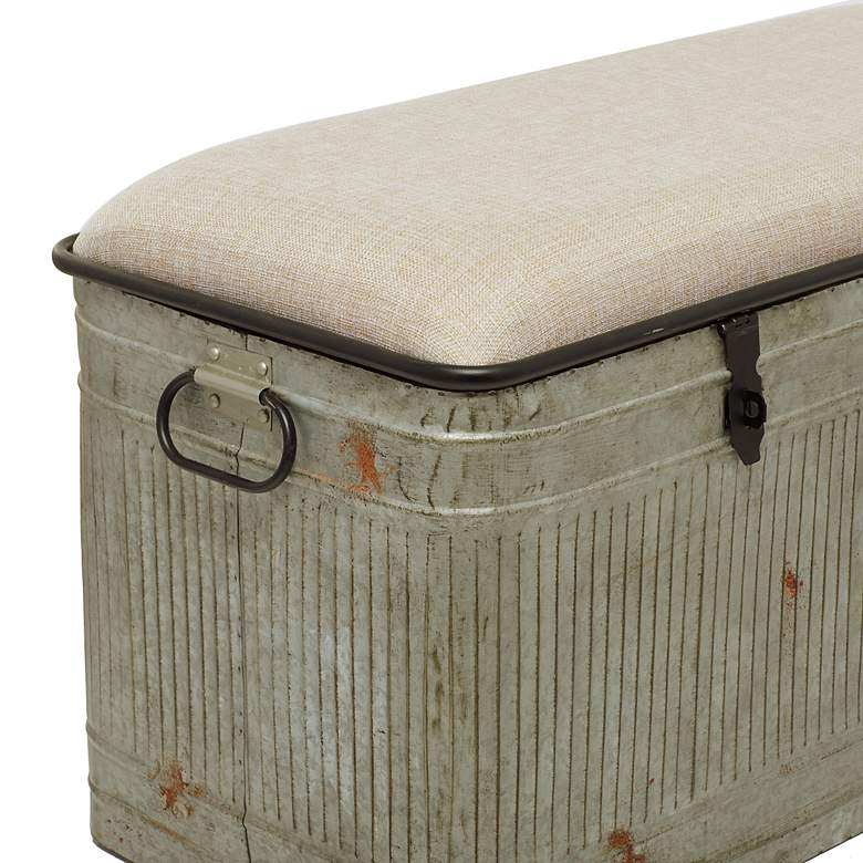 Image 3 Kressen 38" Wide Gray Galvanized Metal Storage Bench more views