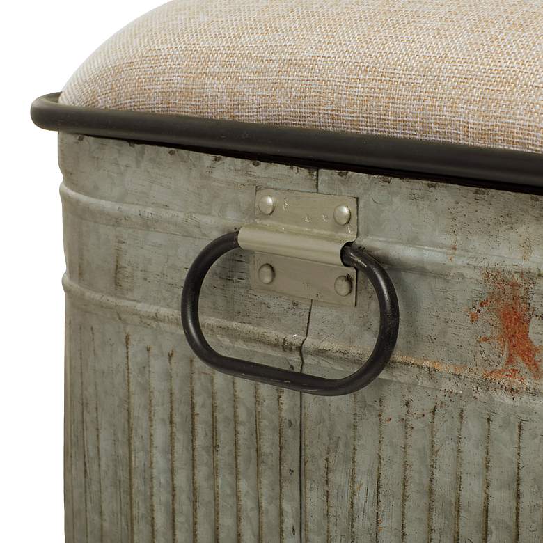 Image 4 Kressen 38" Wide Gray Galvanized Metal Storage Bench more views