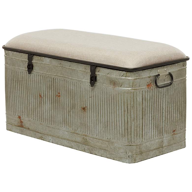 Image 5 Kressen 38" Wide Gray Galvanized Metal Storage Bench more views
