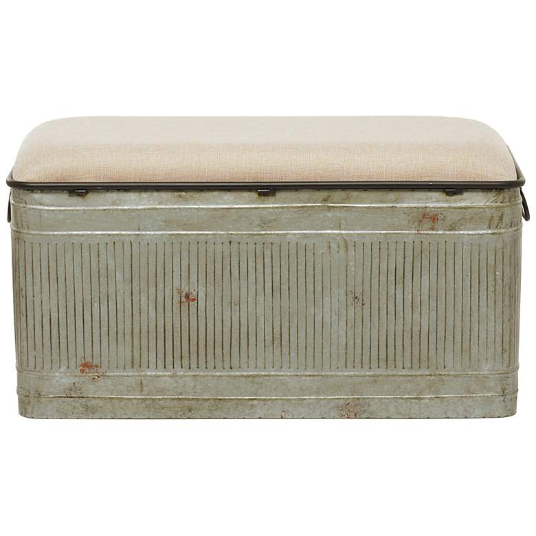 Image 6 Kressen 38" Wide Gray Galvanized Metal Storage Bench more views