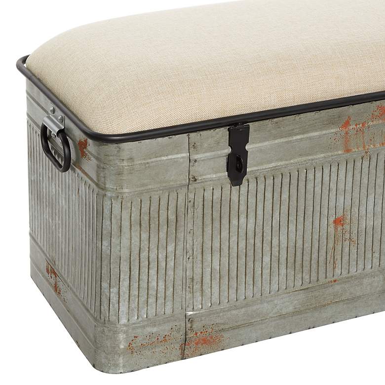 Image 3 Kressen 50"W Distressed Galvanized Gray Metal Storage Bench more views