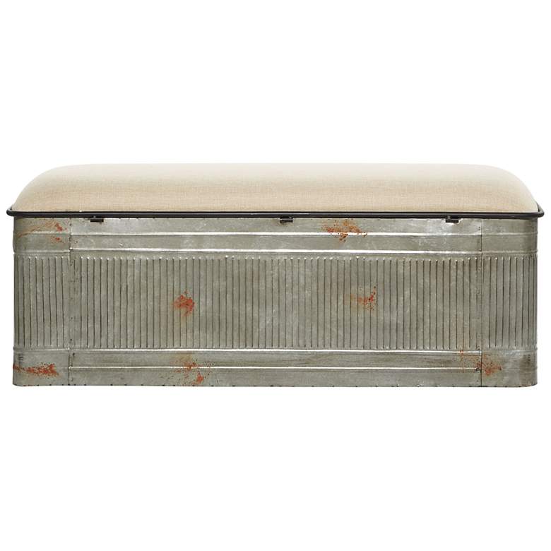Image 6 Kressen 50"W Distressed Galvanized Gray Metal Storage Bench more views