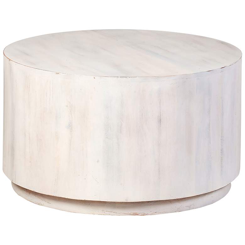 Image 2 Krissa 30" Whitewash Round Mango Wood Coffee Table