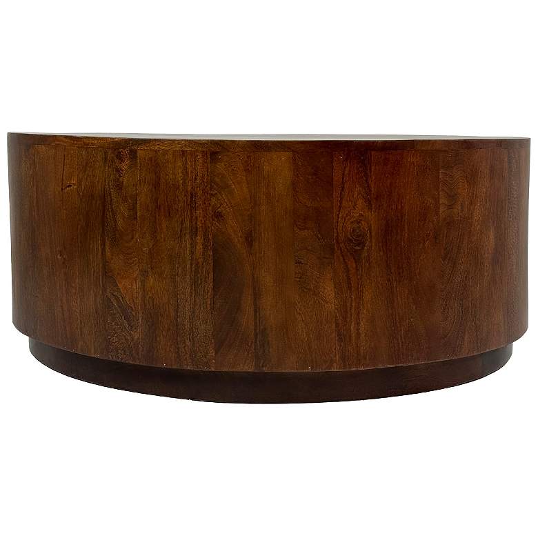 Image 2 Krissa 30" Wide Chestnut Wood Round Coffee Table more views