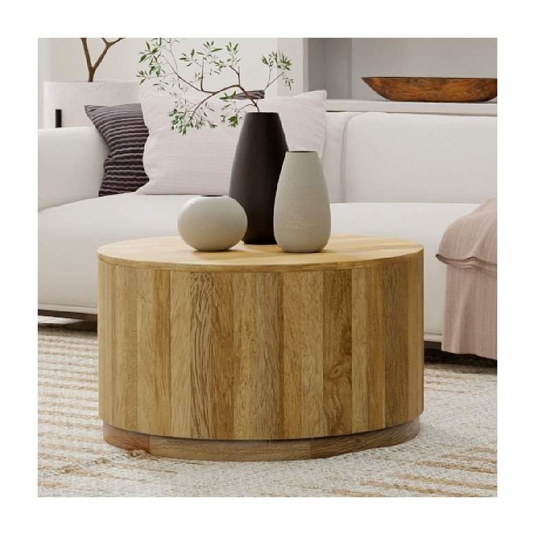 Image 1 Krissa 30" Wide Natural Mango Wood Round Coffee Table