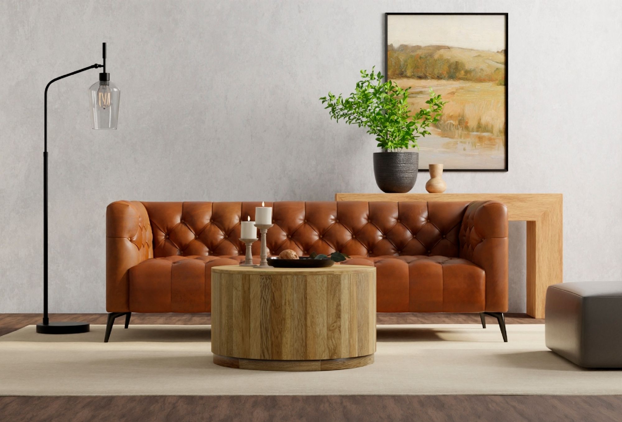 Krissa 30" Wide Natural Mango Wood Round Coffee Table