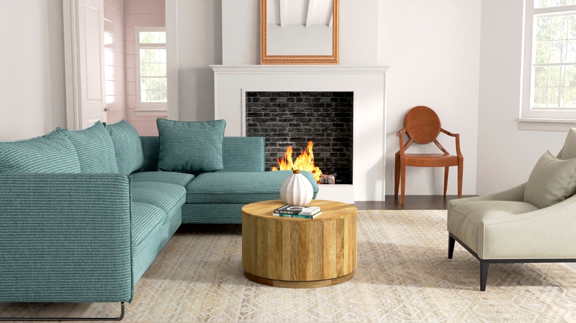 Krissa 30" Wide Natural Mango Wood Round Coffee Table