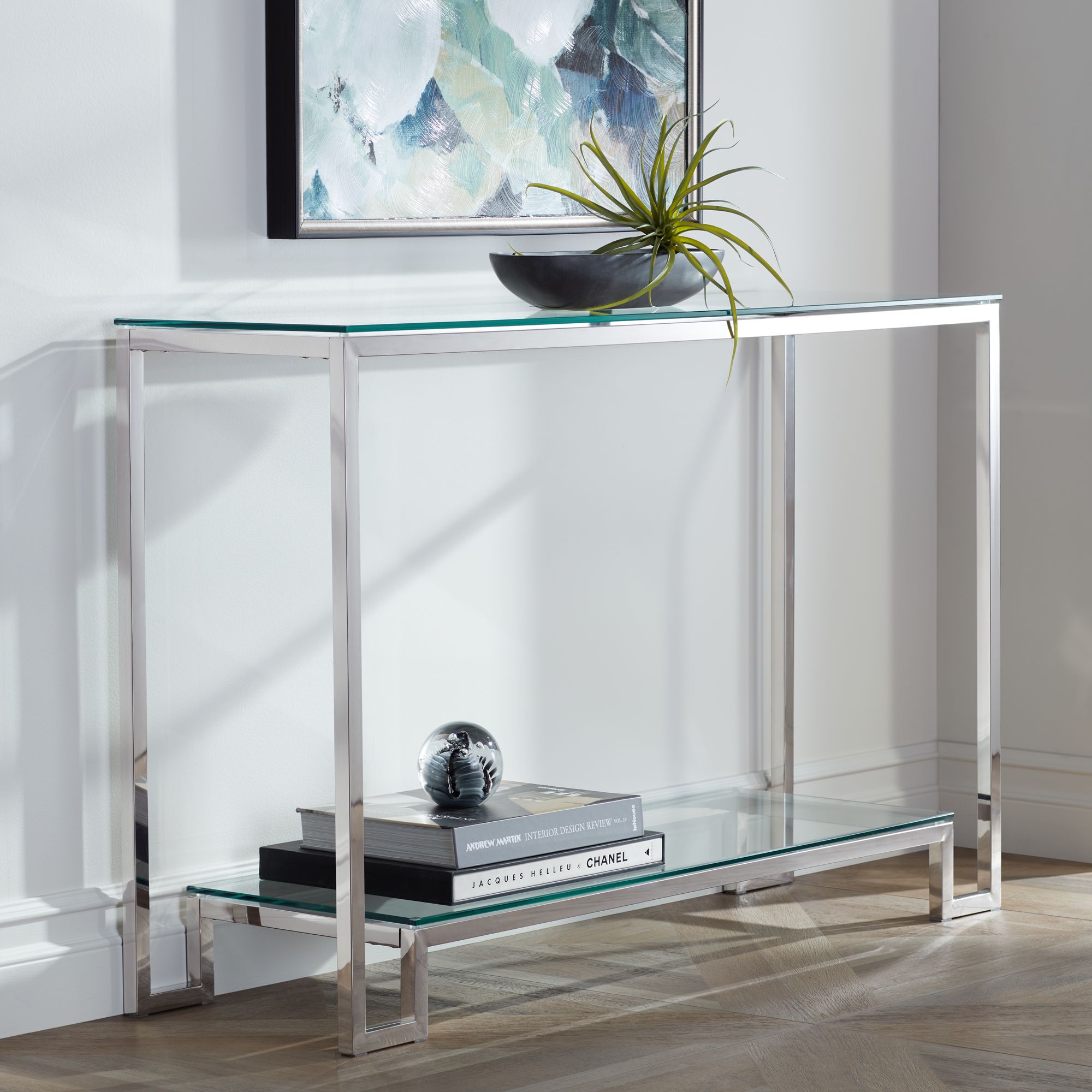 Glass console on sale table next