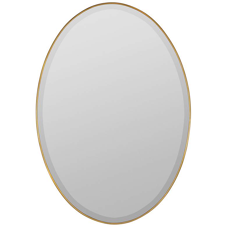 Image 2 Krista Shiny Gold Metal 24 3/4 inch x 35 3/4 inch Oval Wall Mirror