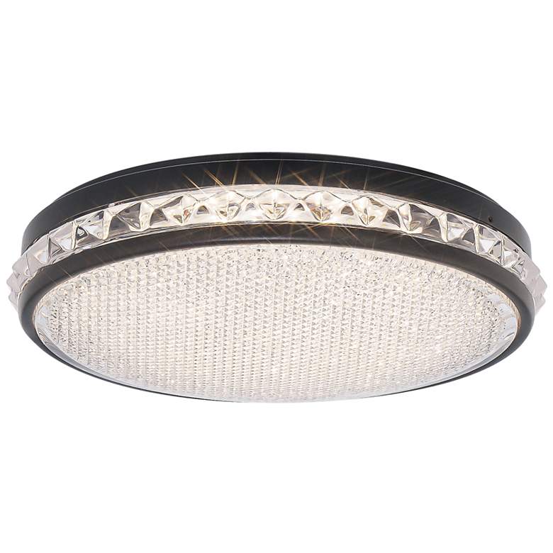Image 1 Kristally 3"H x 12"W 1-Light Crystal Flush Mount in Black