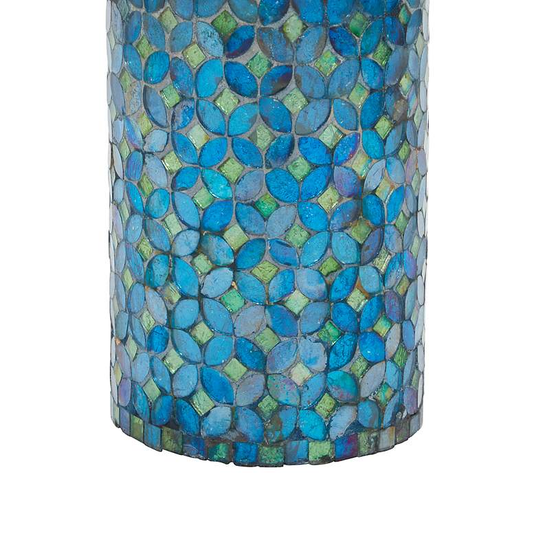 Image 2 Kristax Blue Teal Mosaic Pillar Candle Holders Set of 3 more views